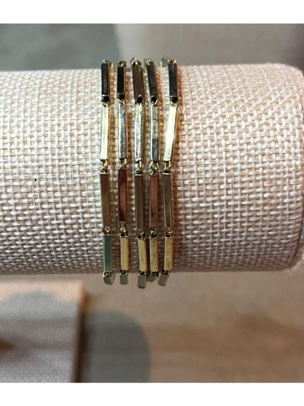 Vintage Gold Multi Strand Bar Link Bracelet Chunky Stack
